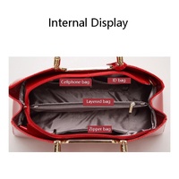 Patent Leather Shoulder Bag for Women - Glue Closure - Rose Red thumbnail
