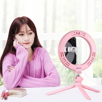 7.9 Led Ring Light with Tripod and Phone Clamp - 3 Modes Dimmable Dual Colour Temperature - Pink thumbnail