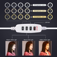 26cm Dimmable Led Ring Light with Tripod and Phone Clamp - Pink thumbnail
