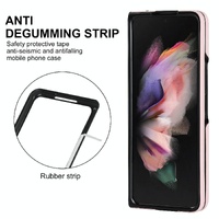 Foldable Microfiber Phone Case for Samsung Galaxy z Fold 4 - Rhombic Design - Brown thumbnail