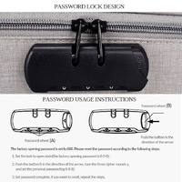 Waterproof Multi-layer Laptop Bag with Password Lock - Grey thumbnail