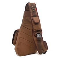 Multi Function Canvas Chest Bag Shoulder Messenger Crossby Bag - Khaki thumbnail