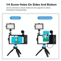 Bluetooth Vlogging Kit With Led Light Mic Tripod - Blue thumbnail