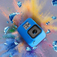 Gopro Hero8 Silicone Case with Wrist Strap - Protective Cover - Blue thumbnail