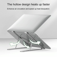 Adjustable Laptop Stand - Portable Folding Height Increase Heat Dissipation - Silver thumbnail