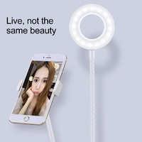 Universal Cell Phone Holder with Selfie Ring Light for Studio Recording and Live Broadcast - White thumbnail