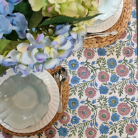 Kolka Kumudani Hand Block-Printed Tablecloth - Pink thumbnail