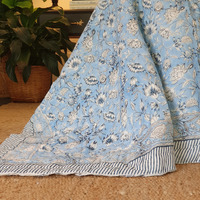 Wild Flower Ocean Reversible Quilt - Blue (Size: King 228 cm x 274 cm) thumbnail