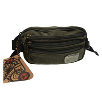 FIB Canvas Bum Bag w Belt Wallet Waist Pouch Travel Mobile Phone Military - Khaki thumbnail
