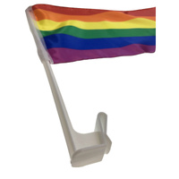 2x RAINBOW CAR FLAG with Window Clip Flags Australia Day 30cm x 45cm Gay Pride thumbnail