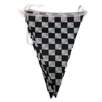 CHECKERED BUNTING FLAG Race Car Chequered Flag Banner Hanging Decoration Triangular - 21.6 Metres thumbnail