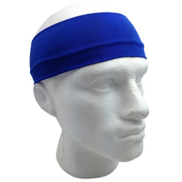 PLAIN HEADBAND Elastic Stretch Sports Yoga Hair Band Unisex 8cm Wide Wrap - Blue thumbnail