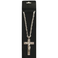 Jesus Christ Metal Necklace Chain Pendant Chain Jewellery Crucifix - Silver thumbnail