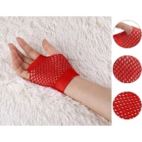 1 Pair Fishnet Gloves Fingerless Wrist Length 70s 80s Costume Party Dance - Red thumbnail