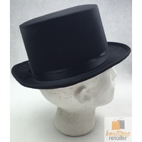 SATIN TOP HAT Costume Party Cap Fancy Dress Trilby Fedora One Size - Black thumbnail