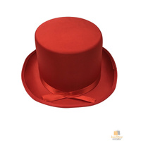 SATIN TOP HAT Costume Party Cap Fancy Dress Trilby Fedora One Size - Red thumbnail