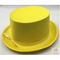 SATIN TOP HAT Costume Party Cap Fancy Dress Trilby Fedora One Size - Yellow thumbnail