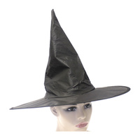 WITCH HAT Plain Black Halloween Costume Fancy Dress Womens Accessory Wizard thumbnail