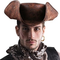 Durashape Brown Pirate Tricorn Hat Tri-Corner Faux Leather Captain Cowboy Costume thumbnail
