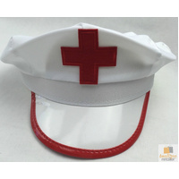 NURSE HAT Doctor Fancy Halloween Party Costume Accessory Cap - White/Red thumbnail