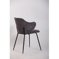 Set of 4 Dining Chairs with Corduroy Cord Fabric in Dark Grey Lincoln thumbnail