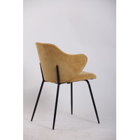 Set of 4 Dining Chairs Corduroy Cord Fabric with Metal Legs in Mustard Yellow thumbnail