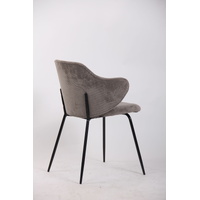 Set of 4 Dining Chairs with Corduroy Cord Fabric in Grey thumbnail