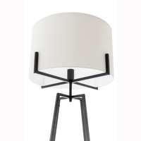 Modern Dimmable Floor Lamp + Table Desk Lamp w/ Linen Shade Scandi - Matte Black thumbnail