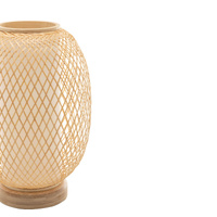 Natural Woven Bamboo Oval Table Lamp Light Shade Boho Tropical Coastal thumbnail