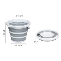 10 Litre Foldable Collapsible Bucket Silicone for Home/Hiking/Camping/Fishing - Grey/White thumbnail