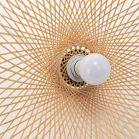 Sophia Natural Hand-Woven Bamboo Wave Pendant Lamp - Small thumbnail