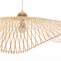 Serene Natural Hand-Woven Bamboo Wave Pendant Lamp Light - Large thumbnail
