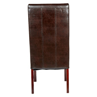 Set of 2 Rome Leather Brown Dining Chairs Durable Seat Wood Kitchen Cafe thumbnail