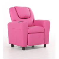 Set of 4 Oliver Kids Recliner Chair Sofa Children Lounge Couch PU Armchair Pink thumbnail