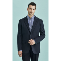 Mens 2 Button Classic Plain Suit Jacket Bamboo Blend Business Wedding  - Navy - 112 thumbnail