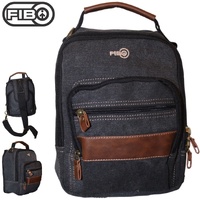 FIB Canvas Sling Bag Shoulder Strap Messenger Travel Pack w Tablet Pocket - Black thumbnail