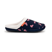 ARCHLINE Orthotic Slippers Slip On Scuffs Pain Relief Moccasins - Navy with Hearts - EUR 38 (Womens US 7) thumbnail