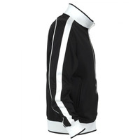 Identitee Mens Varsity Track Top Jacket Tracksuit Warm Winter Jumper Long Sleeve - Black/White - XXL thumbnail