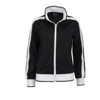 Identitee Ladies Track Top Jacket Tracksuit Warm Winter Full Zip Varsity Jumper - Black/White - M (10-12) thumbnail