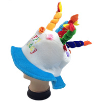 Happy BIRTHDAY CAKE HAT Party Costume Bday Fancy Dress with Candles Gift  - Blue thumbnail