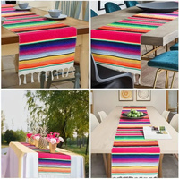 Rainbow Table Runner Stripe With Tassel Mexican Tablecloth Wedding Party Decor thumbnail