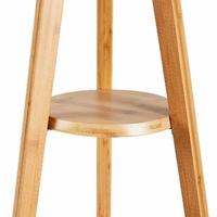 LARGE BAMBOO TRIPOD FLOOR LAMP Linen Shade Modern Light Vintage Wooden Scandi thumbnail