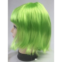 Bob Wig Costume Short Straight Fringe Cosplay Party Full Hair Womens Fancy Dress - Green thumbnail