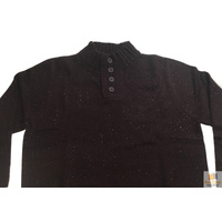 Mens Knit Jumper Pullover Sweater Knitted Casual Stretch Warm Winter  - 4 Button Mulberry 94 (KW16) - M thumbnail