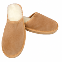Sheepskin Wool Mens Slippers Scuffs Slip On Winter Ugg Slippers in Chestnut - 10 thumbnail
