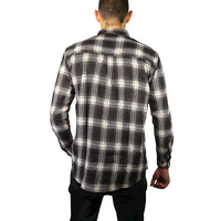 Mens Flannelette Long Sleeve Shirt 100% Cotton Check Authentic Flannel - Full Placket - Black - XXL thumbnail