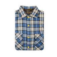 Mens Flannelette Long Sleeve Shirt 100% Cotton Check - Full Placket - Spanish Blue - XL thumbnail