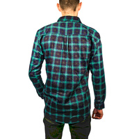 Mens 100% Cotton Flannelette Shirt Long Sleeve Check Authentic Flannel - Green/Navy - 5XL thumbnail