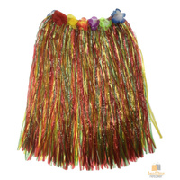 HAWAIIAN HULA BRA & SKIRT SET Tropical Costume Dress Lei Grass Flower Party thumbnail