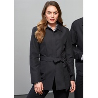 Womens Winter Button Long Trench Coat Jacket Parka Overcoat - Black - XXX-Large thumbnail